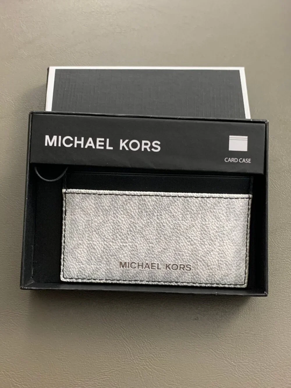 Michael Kors Men's Mason Signature Logo Card Case Wallet, White, One Size